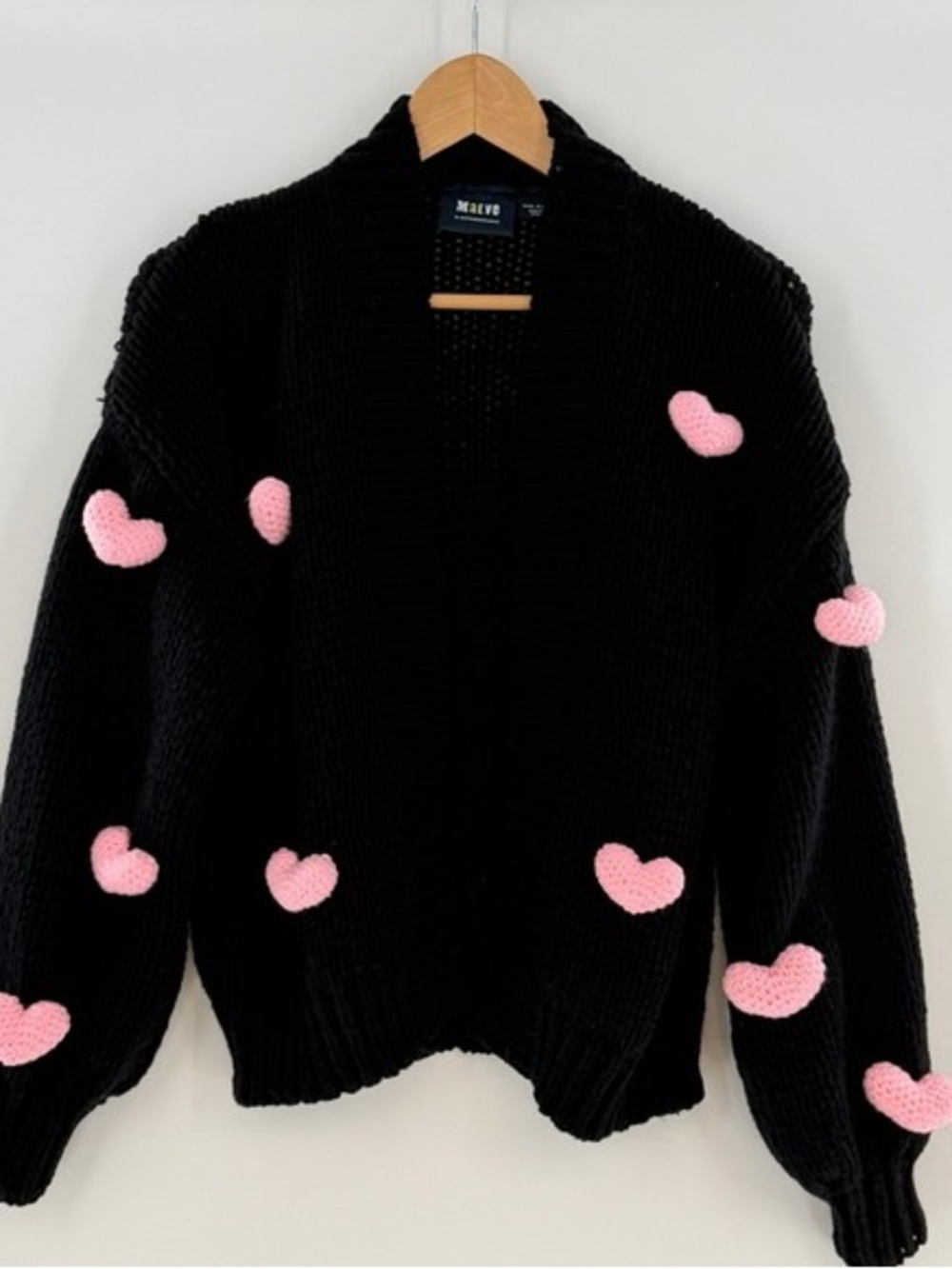 Anthropologie/ Duchamp The Susannah 3D Heart Cardigan Sweater Oversized